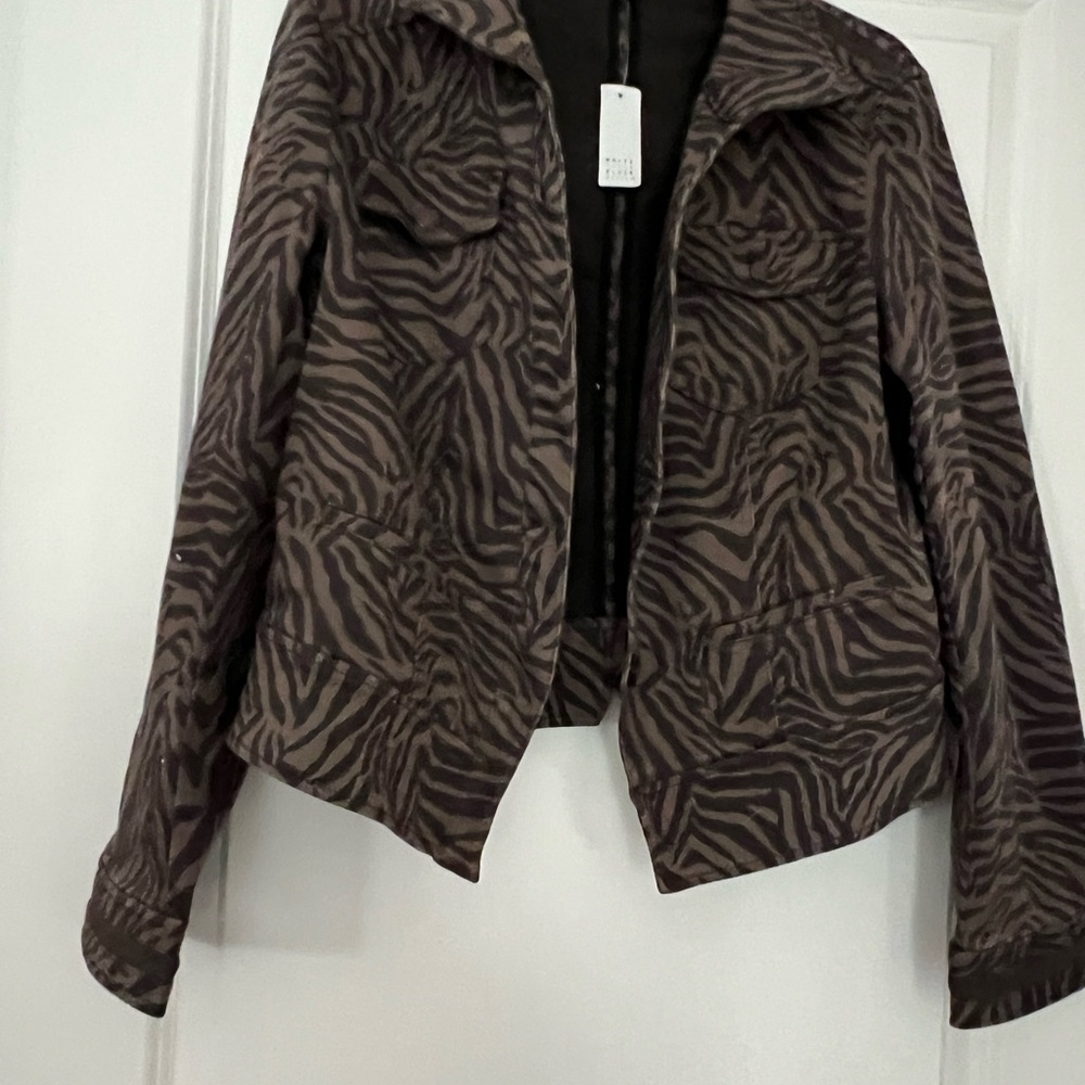 White House Black Market Brown Zebra Print Utility Jacket